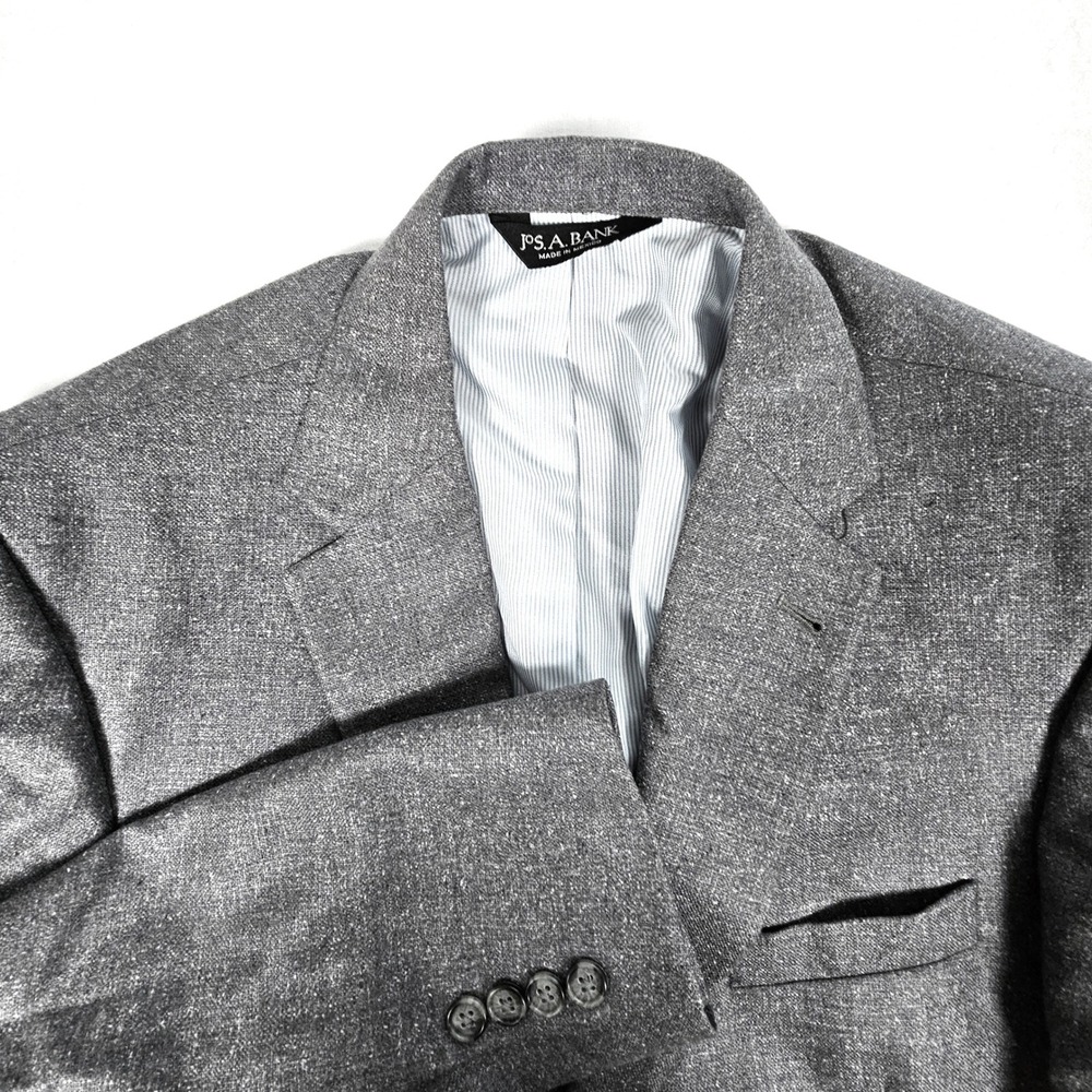 Jos. A. Bank Signature Collection 100% Silk Sport Coat Grey Tailored Fit 42R